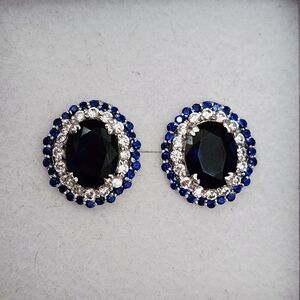 Sapphire and White Gold Stud Earrings